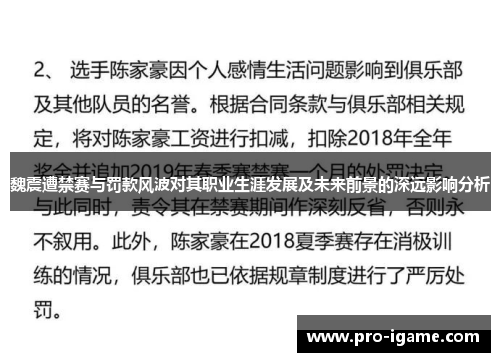 魏震遭禁赛与罚款风波对其职业生涯发展及未来前景的深远影响分析